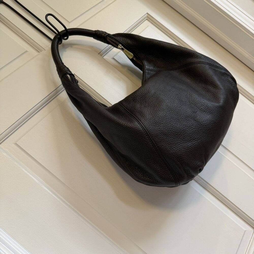 Michael Kors Fulton large Shoulder Hobo Pebbled Leather Bag Brown
